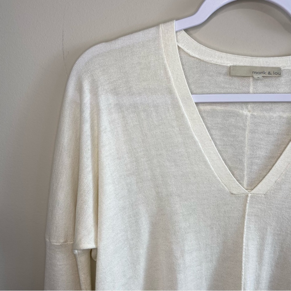 Monk & Lou - Cream Merino Wool Oversized Knit Sweater - Size Medium - Picture 3 of 7